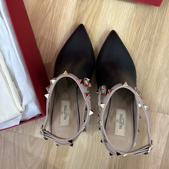 VALENTINO ROCKSTUD 100 LEATHER mules/booties IN BLACK size 37.5 - Picture 5 of 10